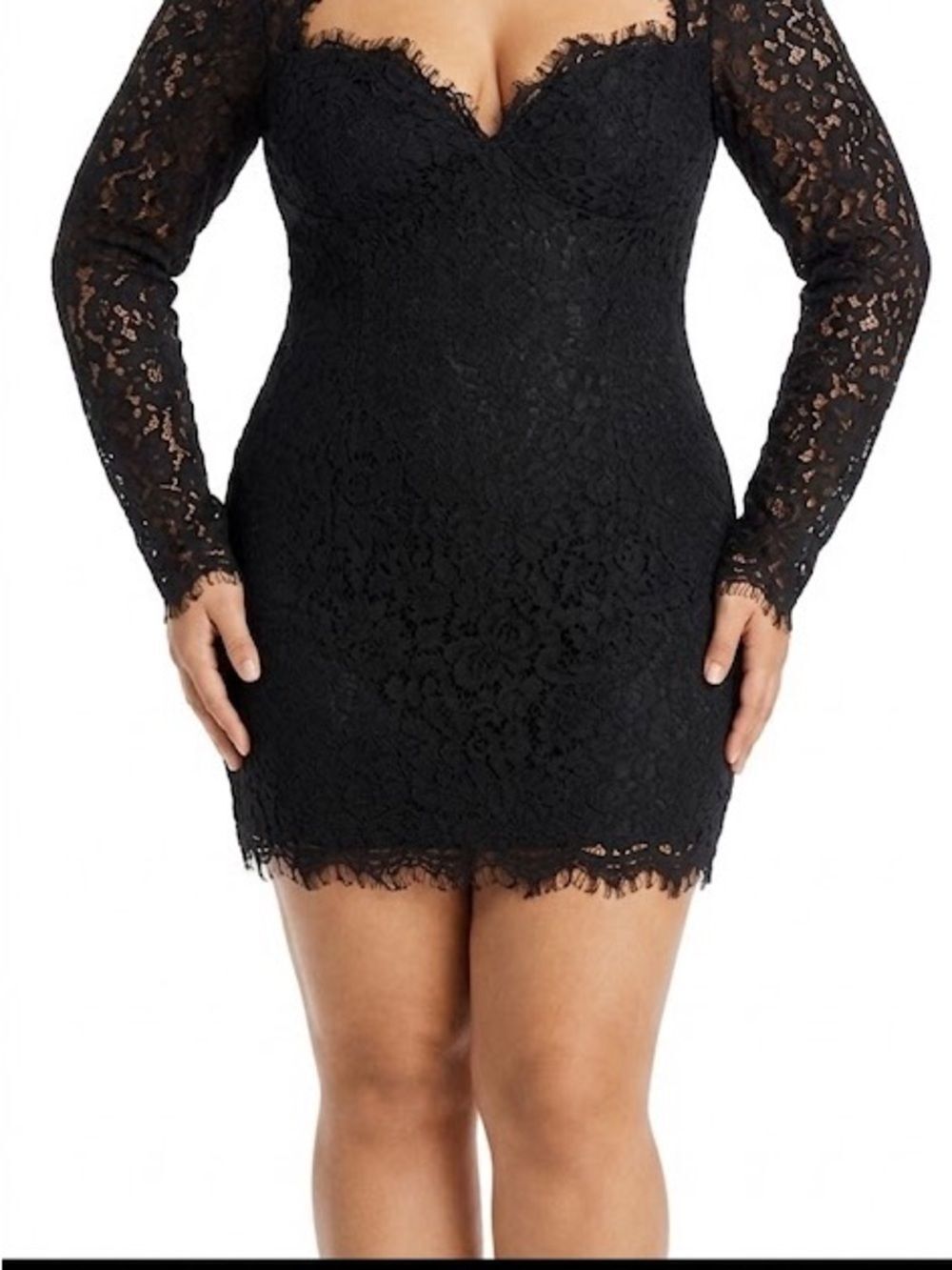 Bardot Aurora Black Lace Mini Dress Size XXL or Size 12 Long Sleeve Whimsigoth